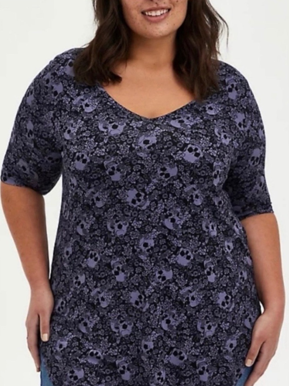 Torrid Super Soft Knit Purple Skull Floral Pattern Size 2X